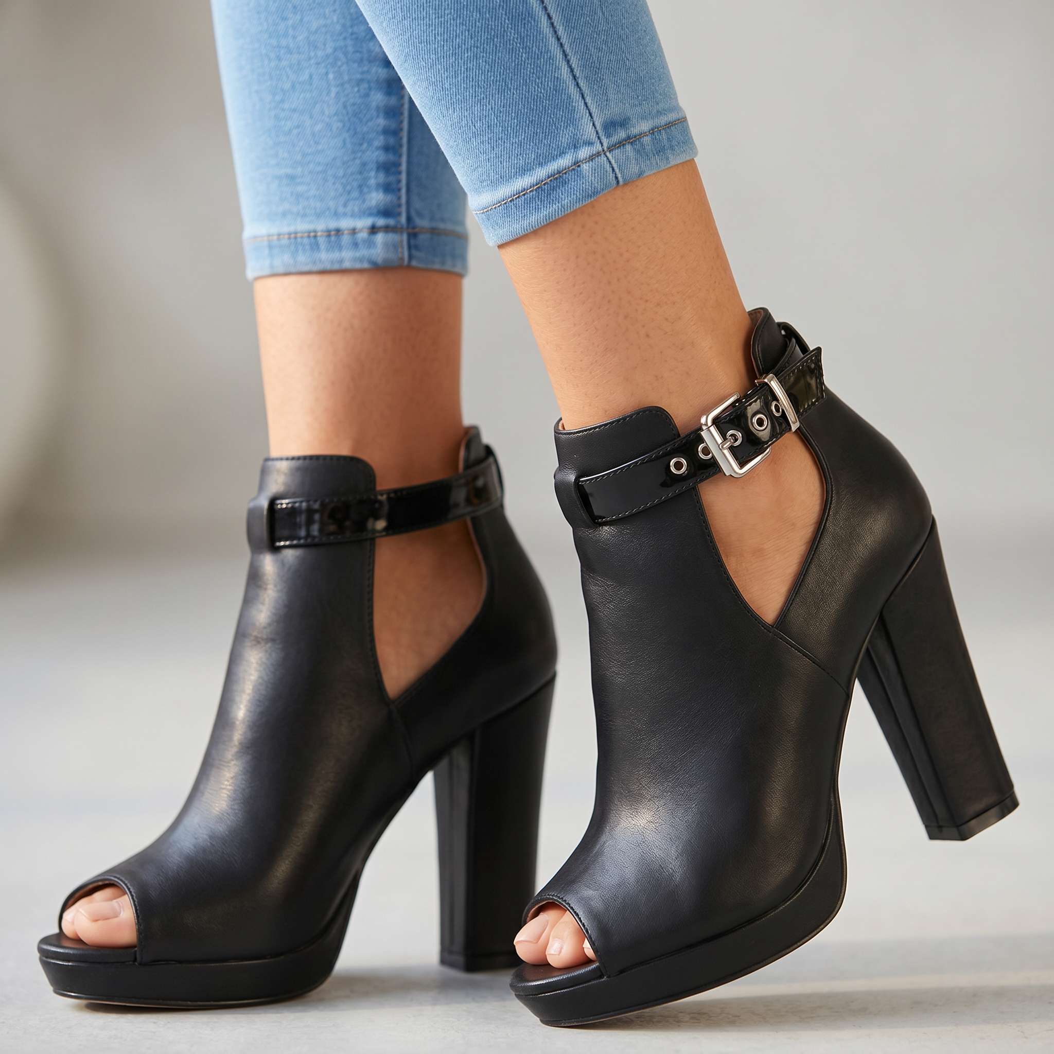 Andrea Open Toe Buckle Heels