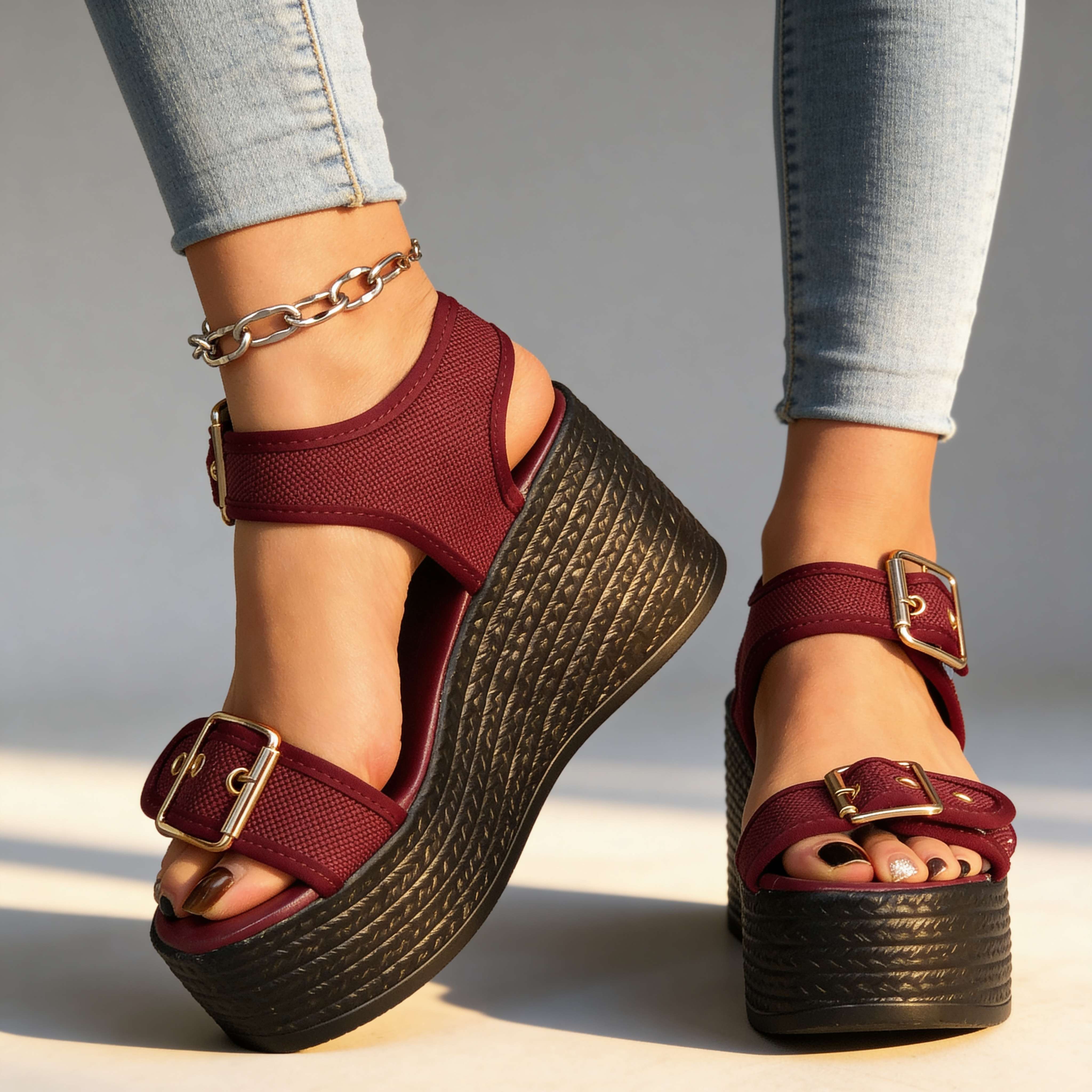 Emilia Buckle Wedges