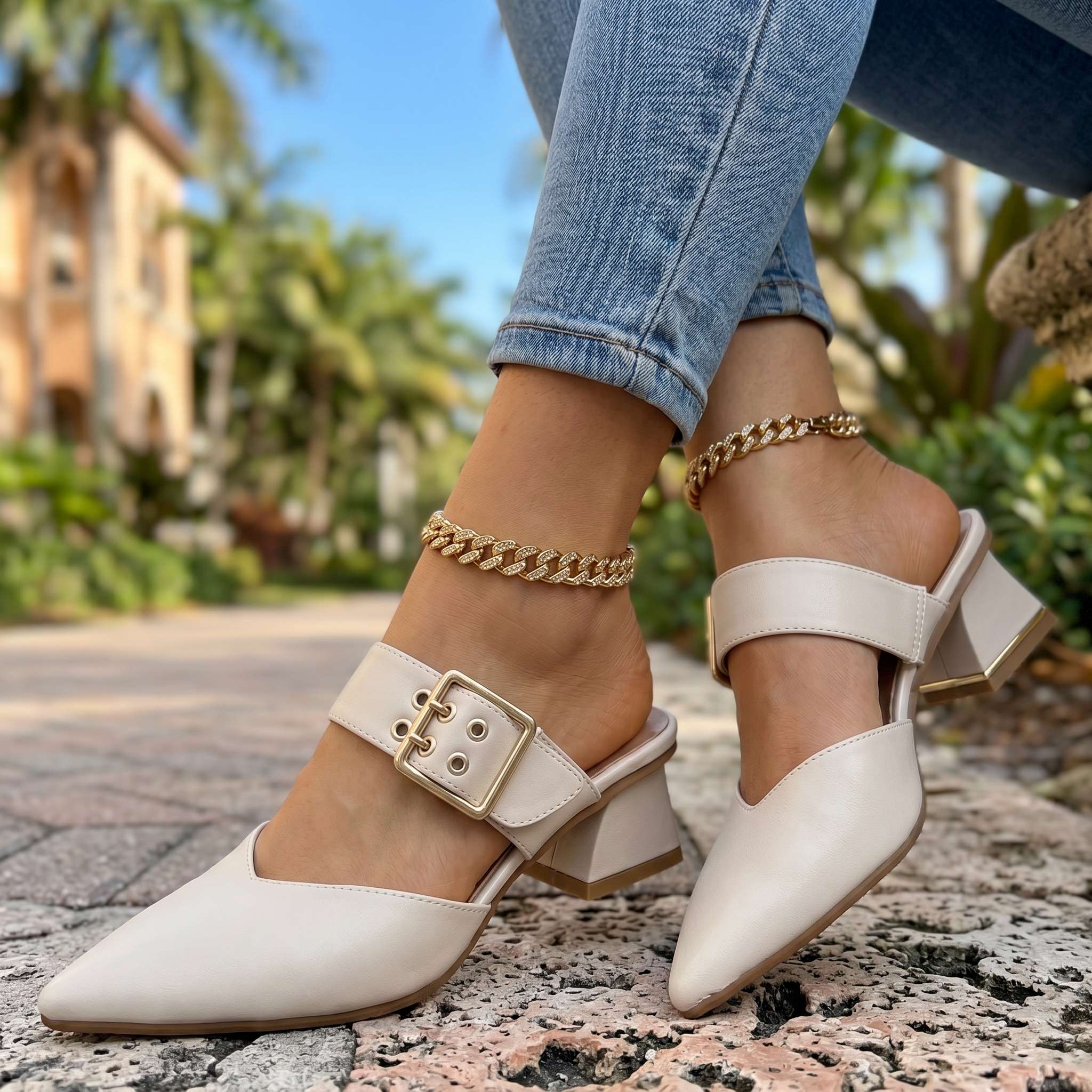 Camilla Buckle Mules