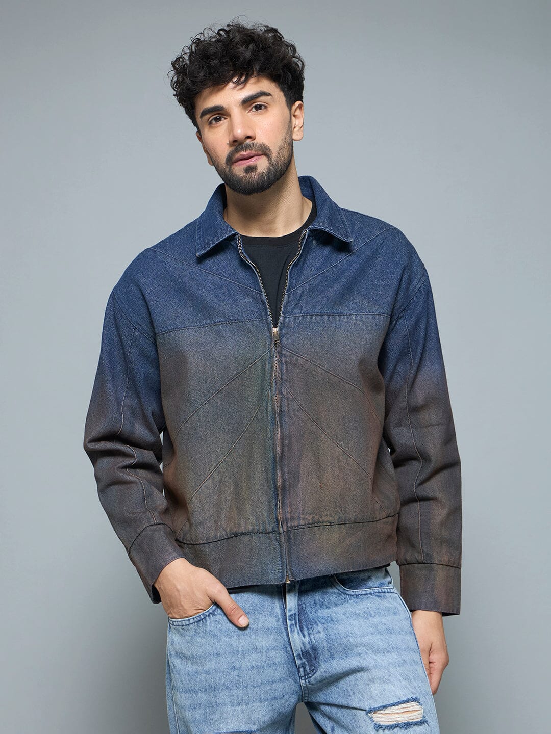 Denim Vintage Wash Harrington Jacket