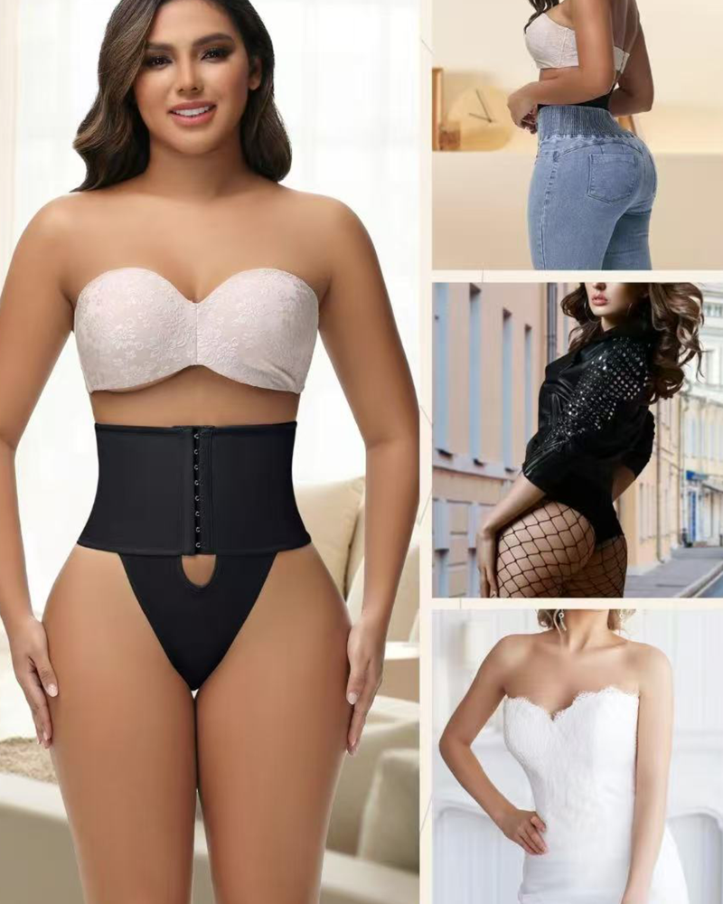 Shapshe® Front-opening Shapewear with Lace Trimmed Tummy Control Panty  - By Qivii