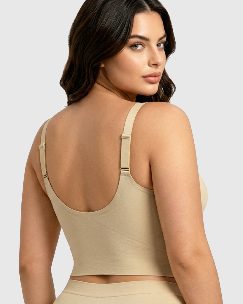Underwire Front Zipper Corset Shaping Bra with Adjustable Straps