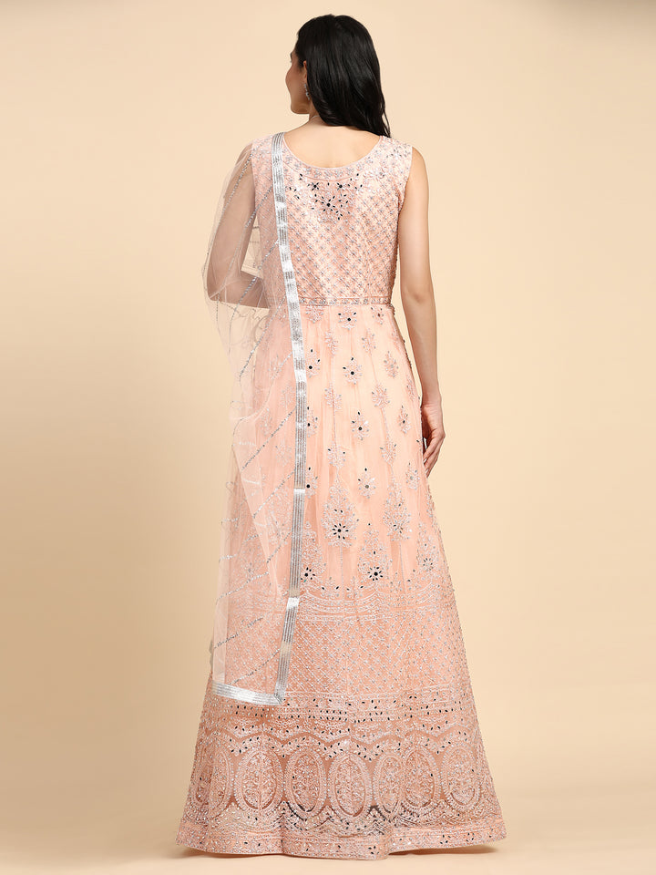 LIGHT PINK NET PARTY WEAR GOWN