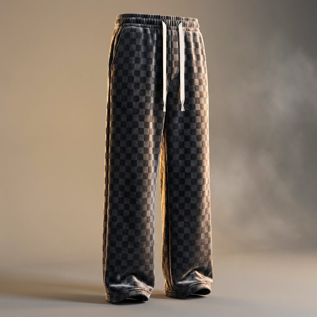 Matt Checkered Corduroy Sweatpants  - By Qivii
