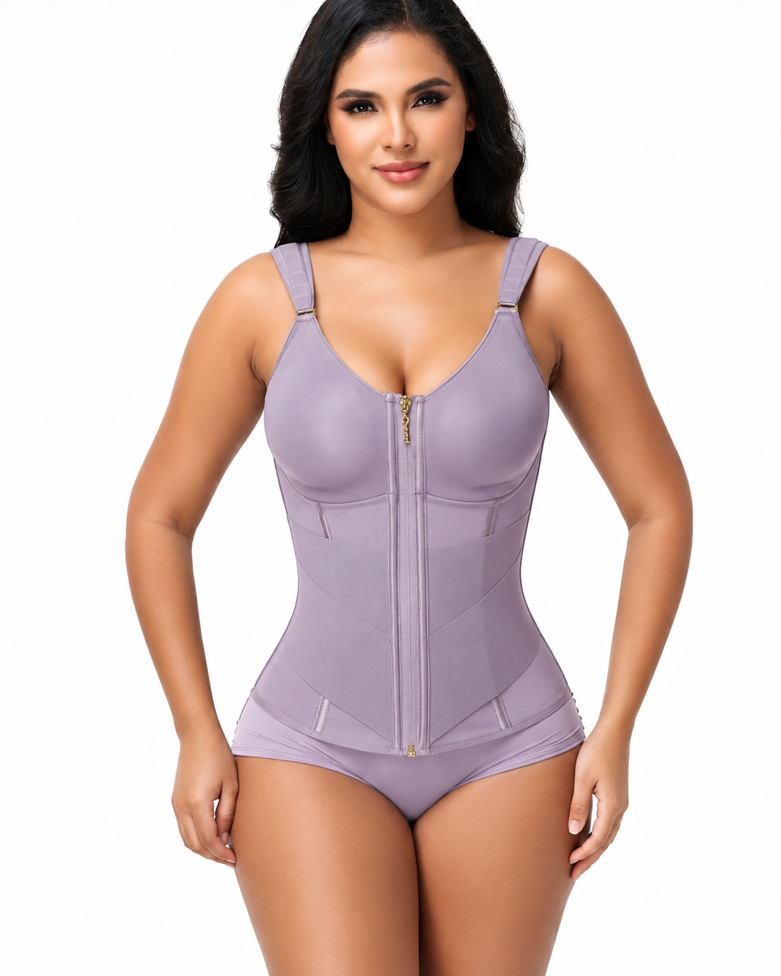 Double Compression Wide Adjustable Strap Waist Trainer Zipper Shaping Vest