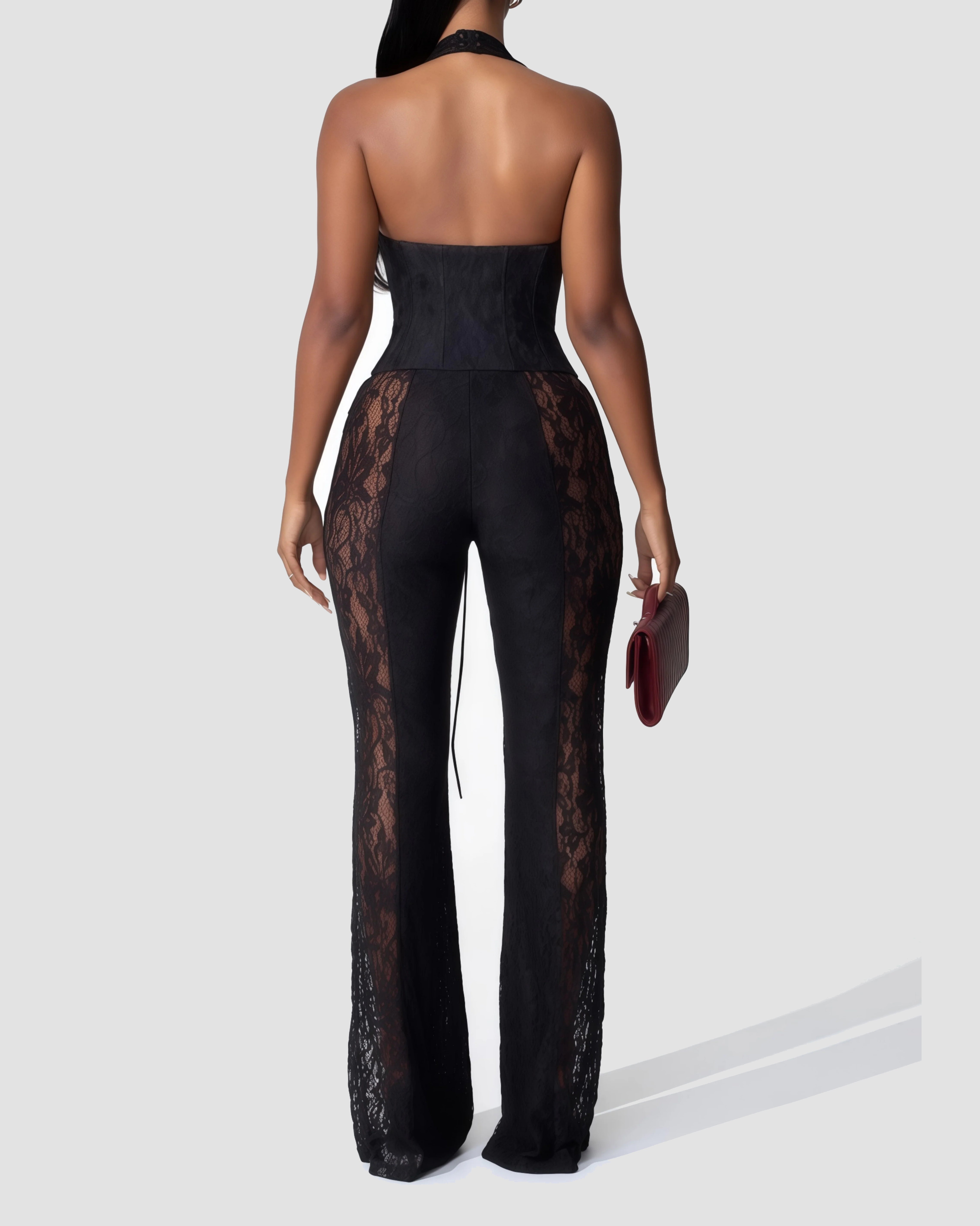 Sexy Lace Corset Jumpsuit  - By Qivii