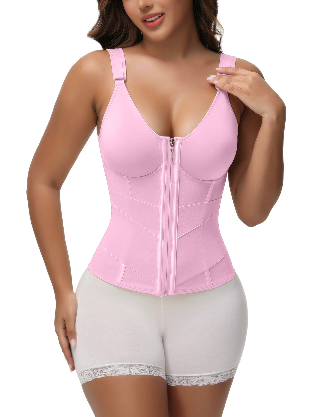 Adjustable Strap High Compression Zipper Bustier Shaper Vest