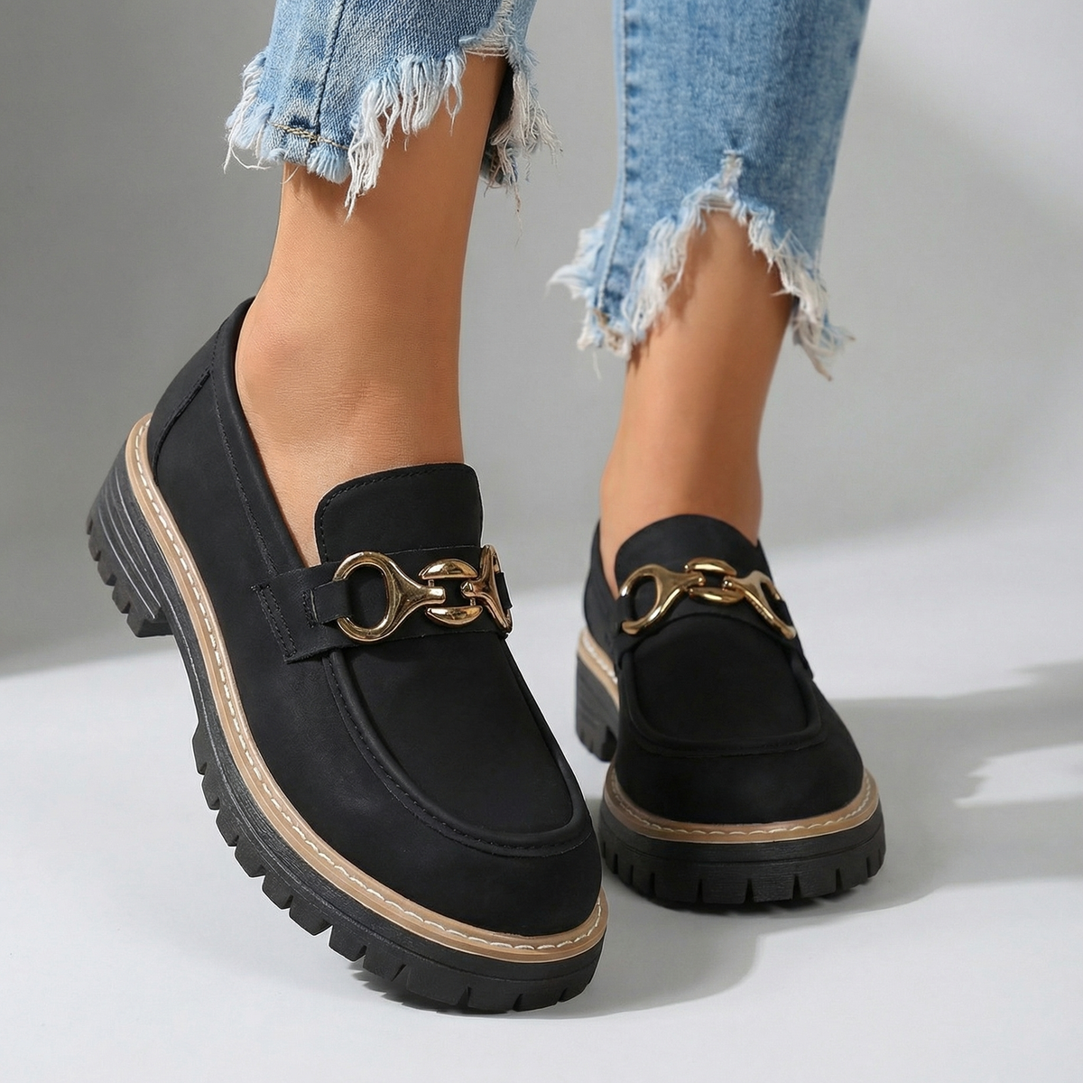 Mary Buckle Accent Loafers
