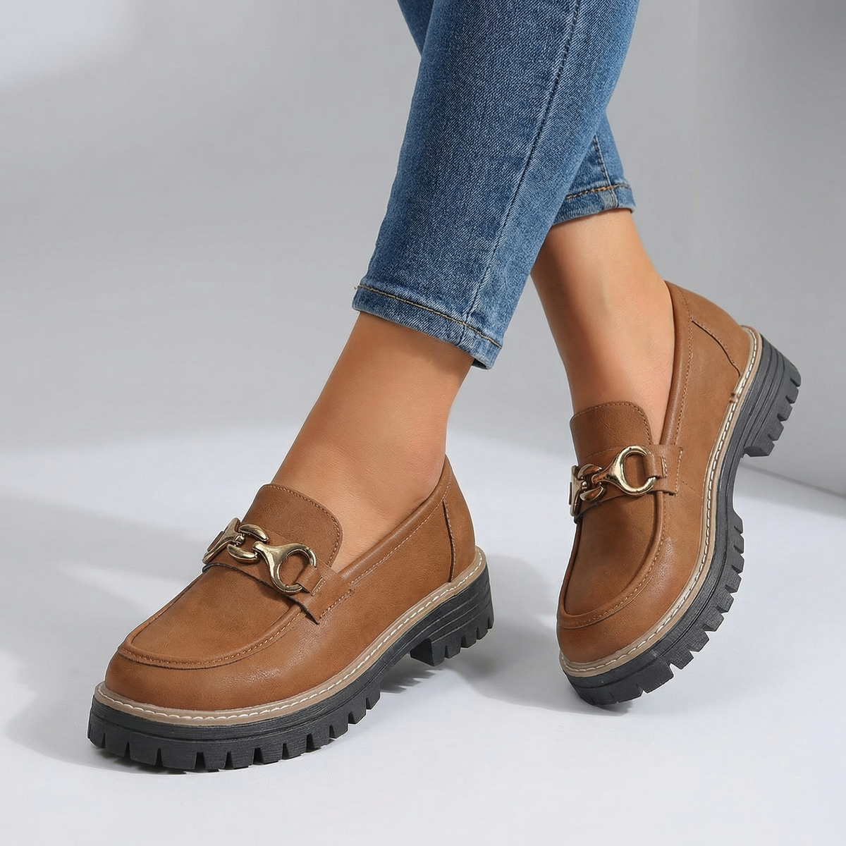 Mary Buckle Accent Loafers