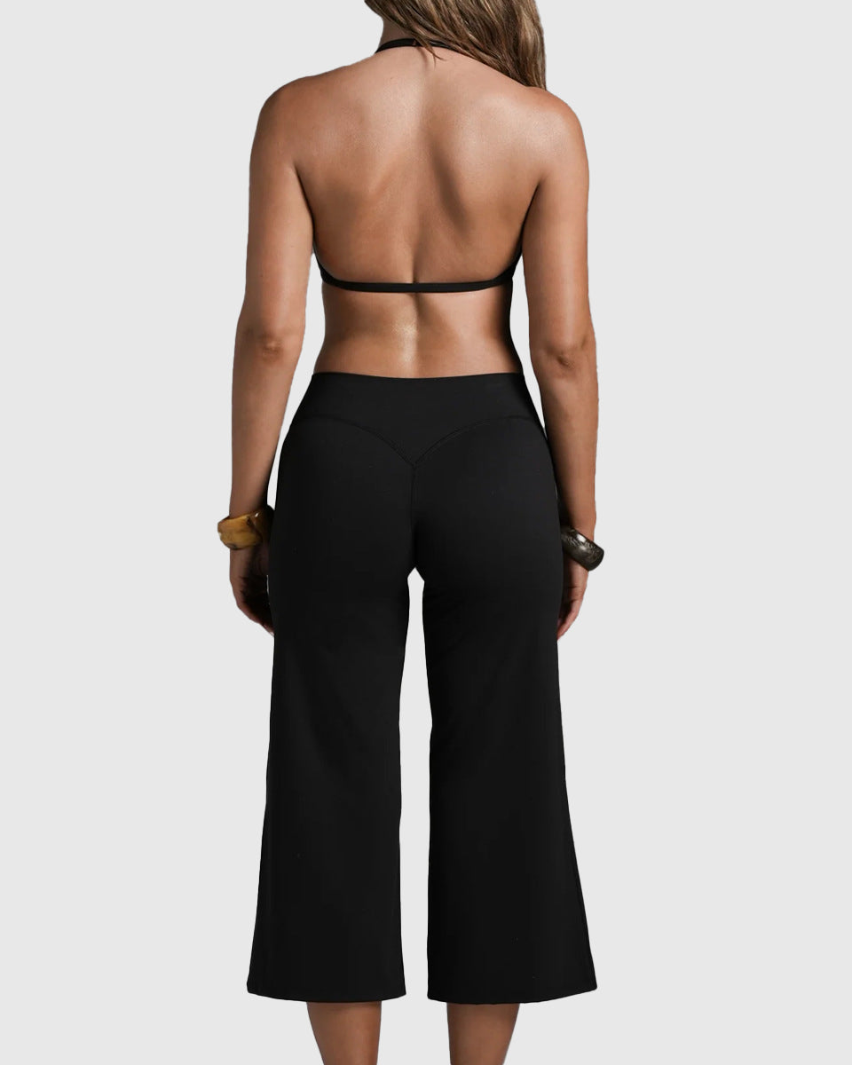 Cpari Wide-Leg Pants Yoga Sportswear Set  - By Qivii