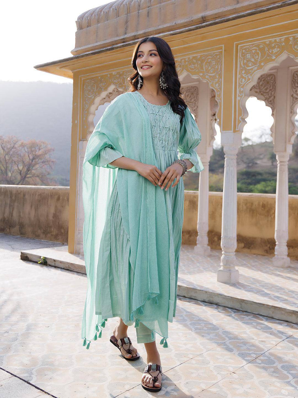 Gossamer Green Kurta Set - qivii