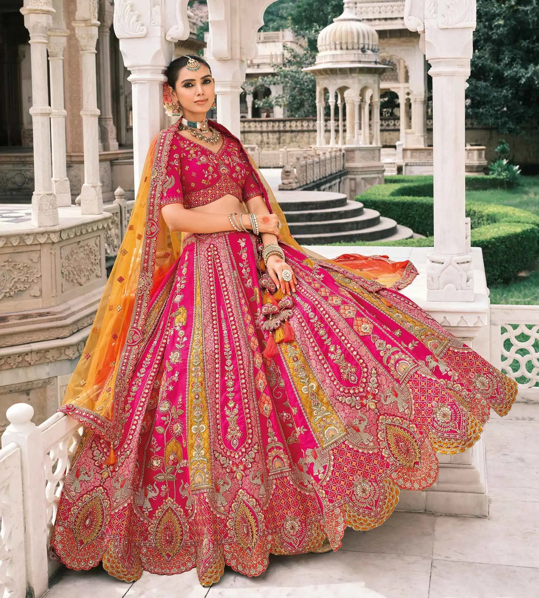 Pink Bridal Lehenga With Stunning Designer Embroidery - qivii