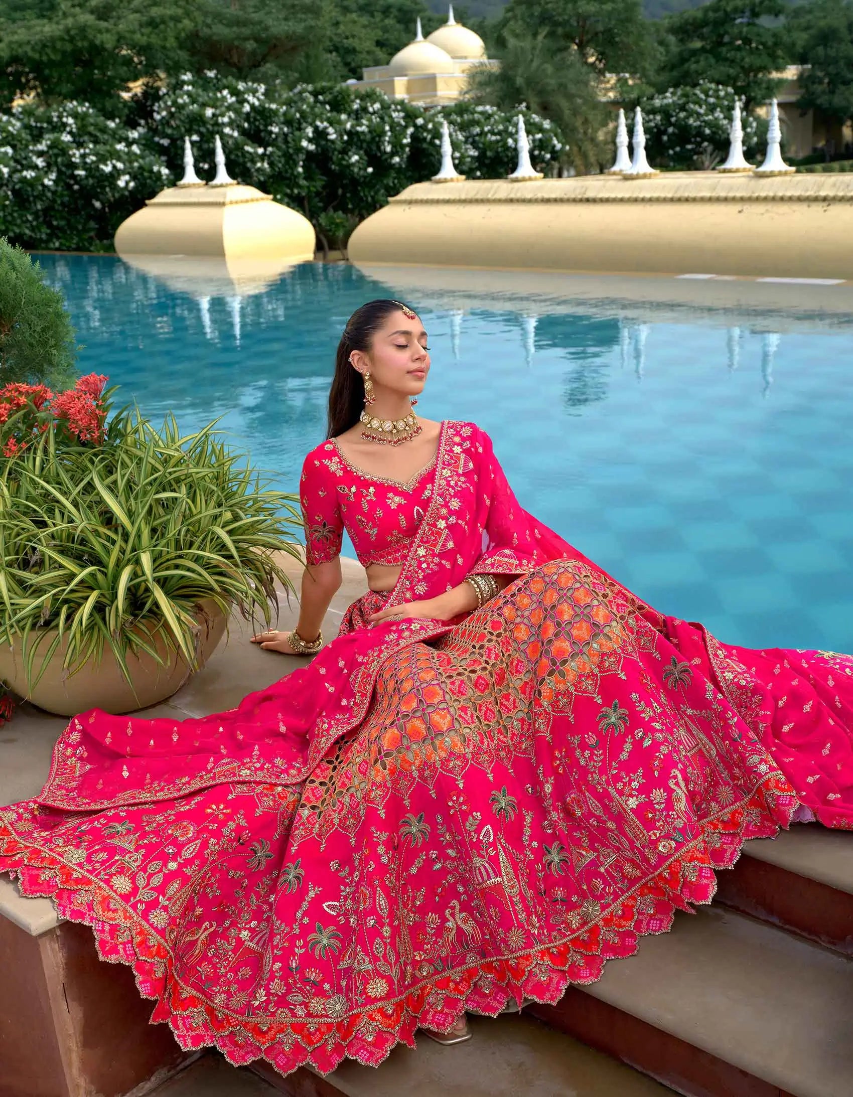 Pretty Pink Heavy Embroidery Work Bridal Lehenga