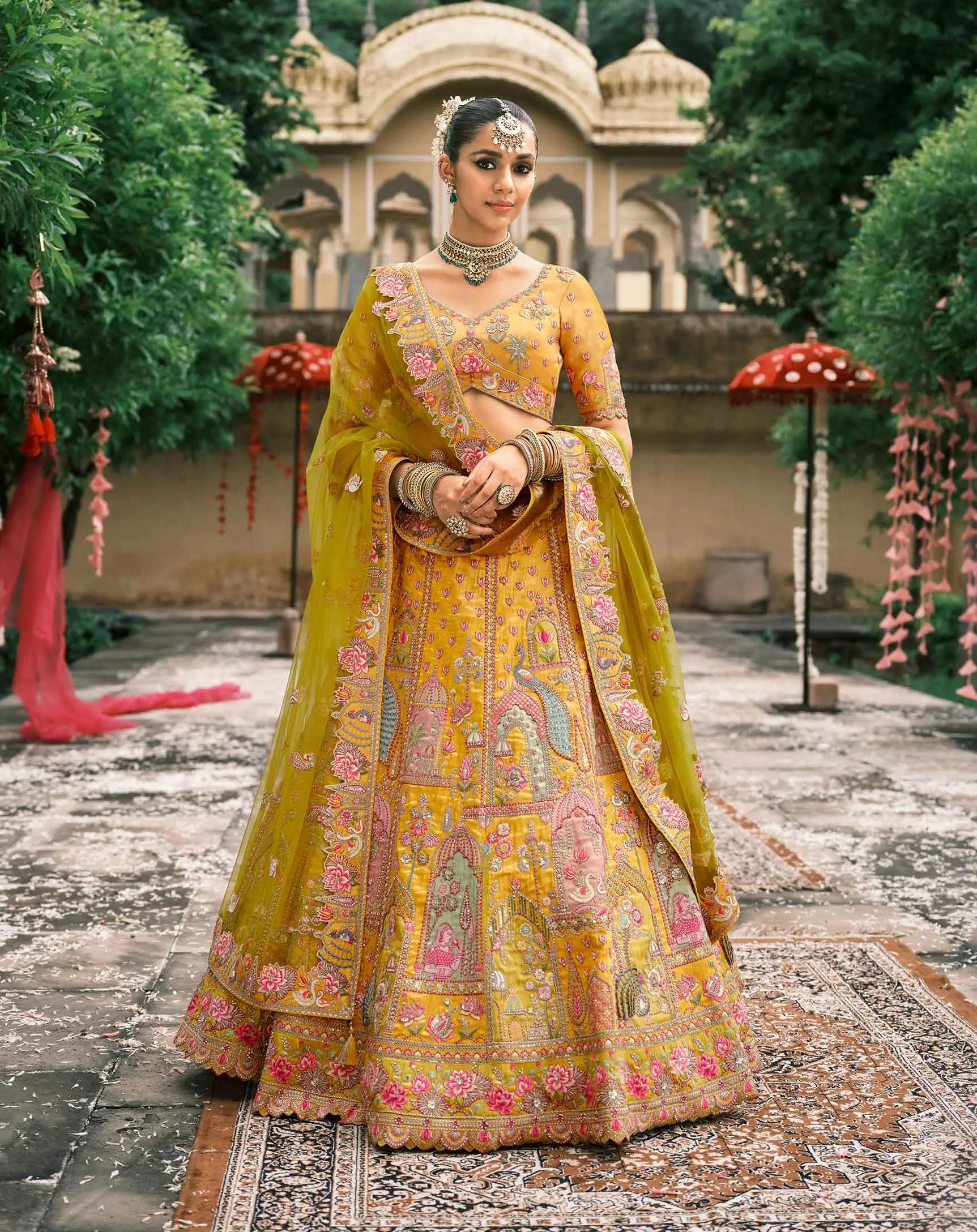 Yellow Bridal Lehenga With Stunning Designer Embroidery - qivii