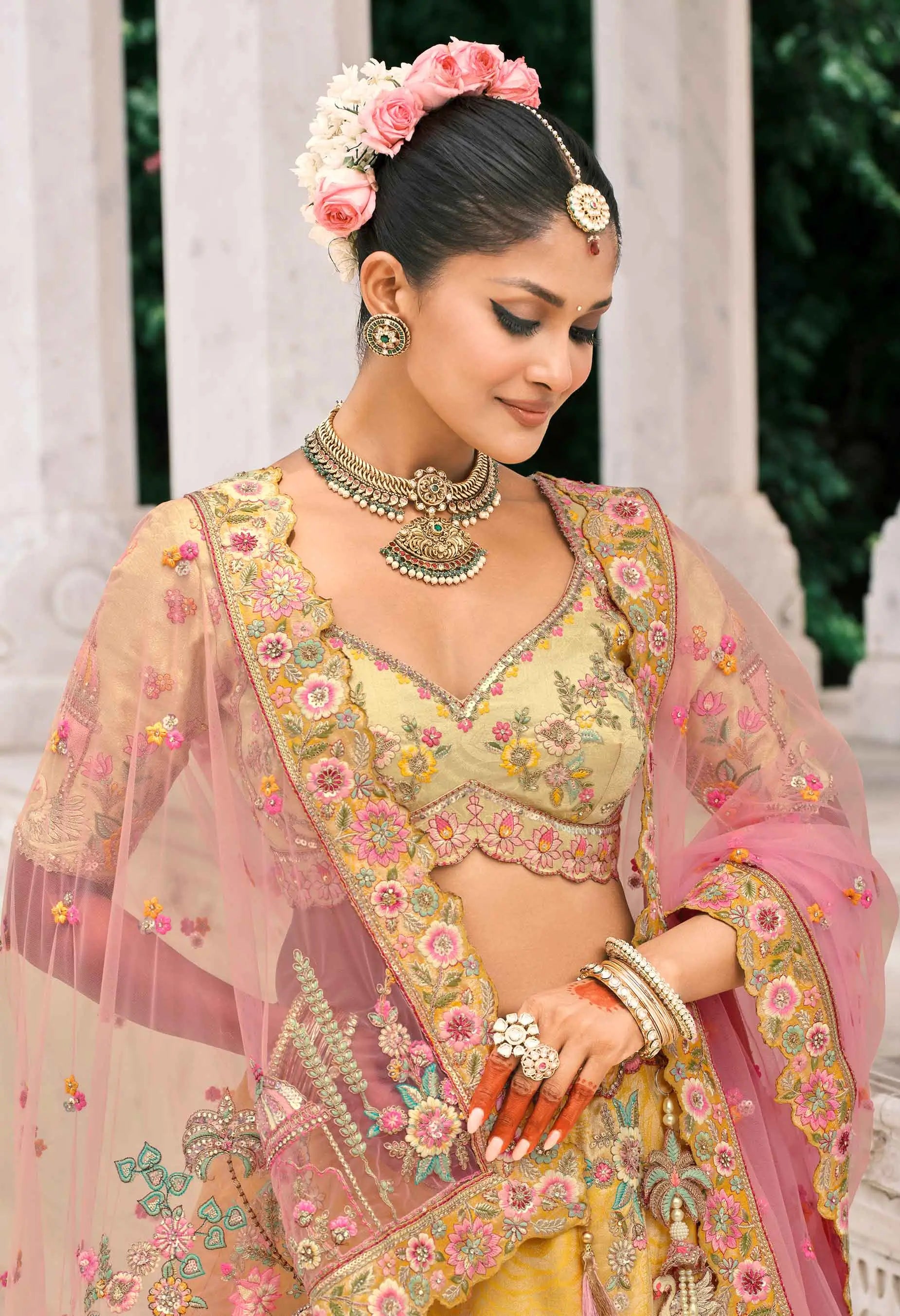 Yellow Bridal Lehenga With Stunning Designer Embroidery - qivii