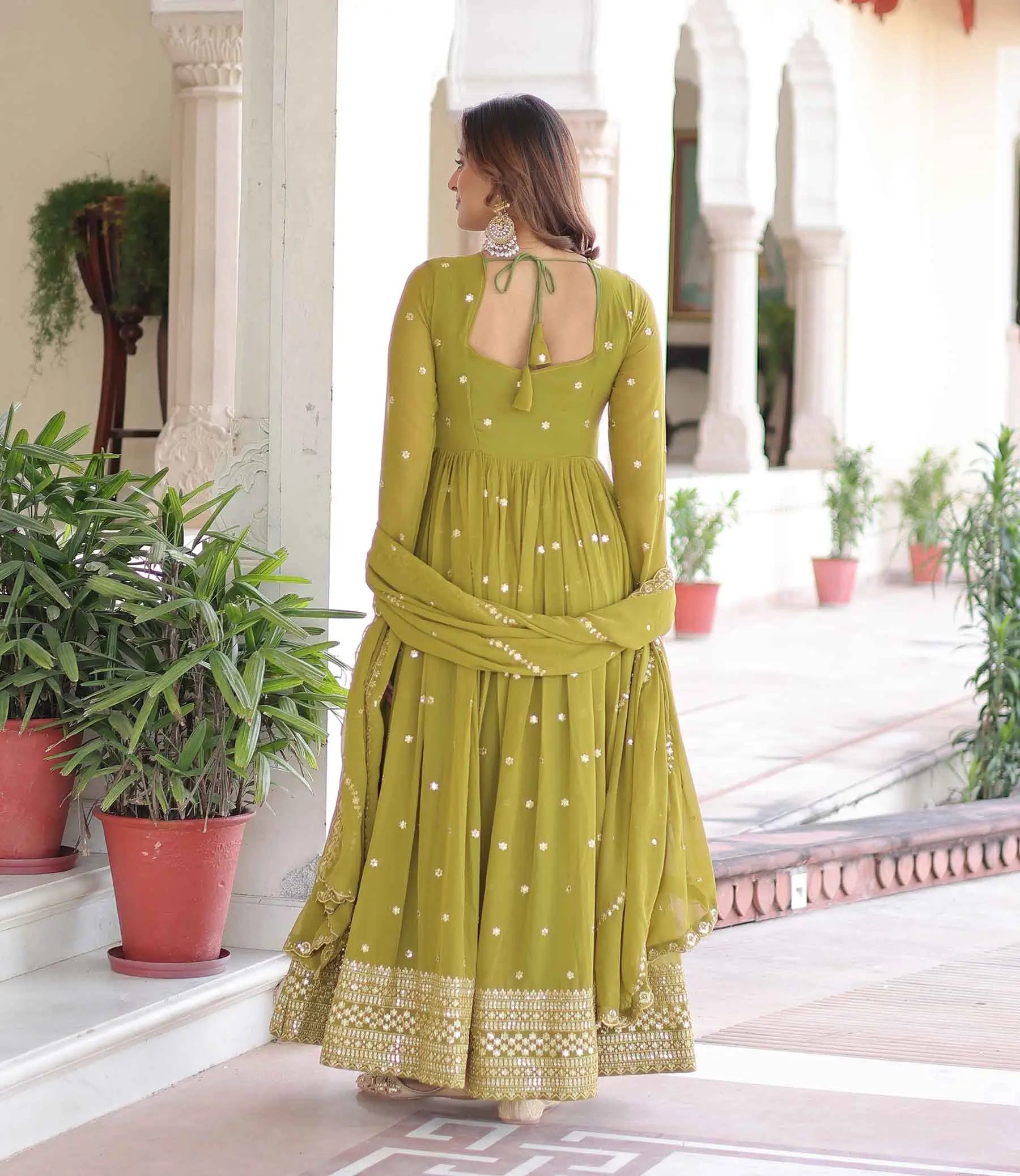 Luxor Gold Sequins Embroidery Work Gown