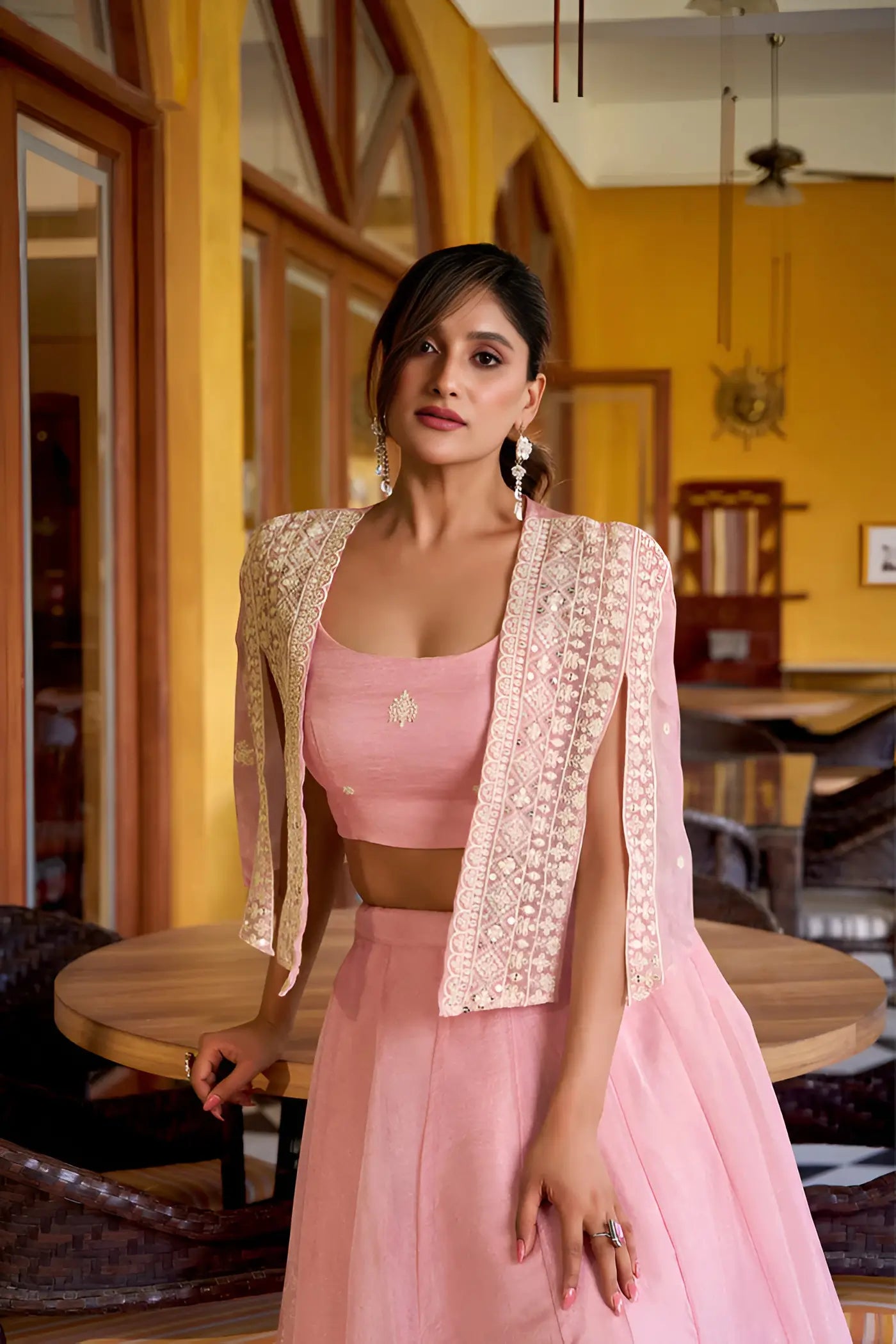 Pastel Pink Allnen Crush Indo-Western Set