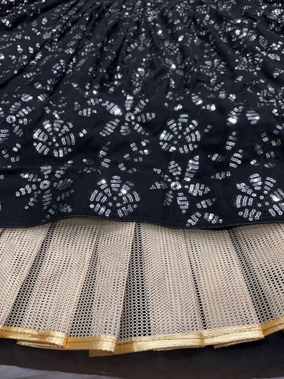 Black Georgette lehenga Embellished With Embroidery And Heavy Sequins Work