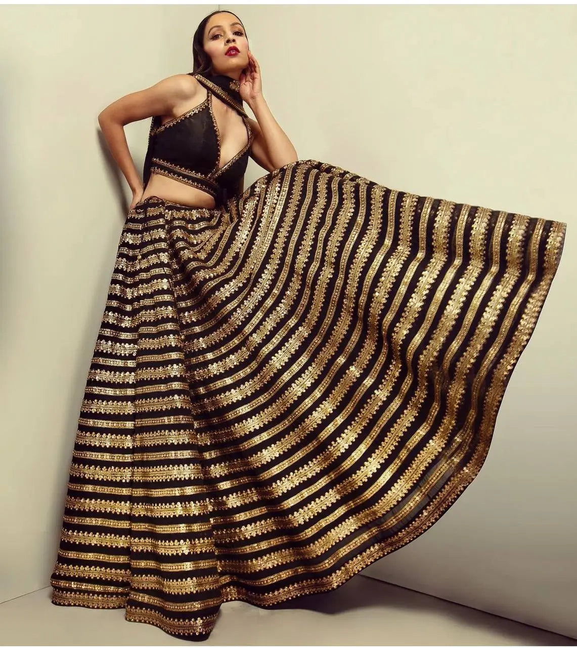 Black Kasturi Silk Lehenga Choli With Sequence & Dori Work
