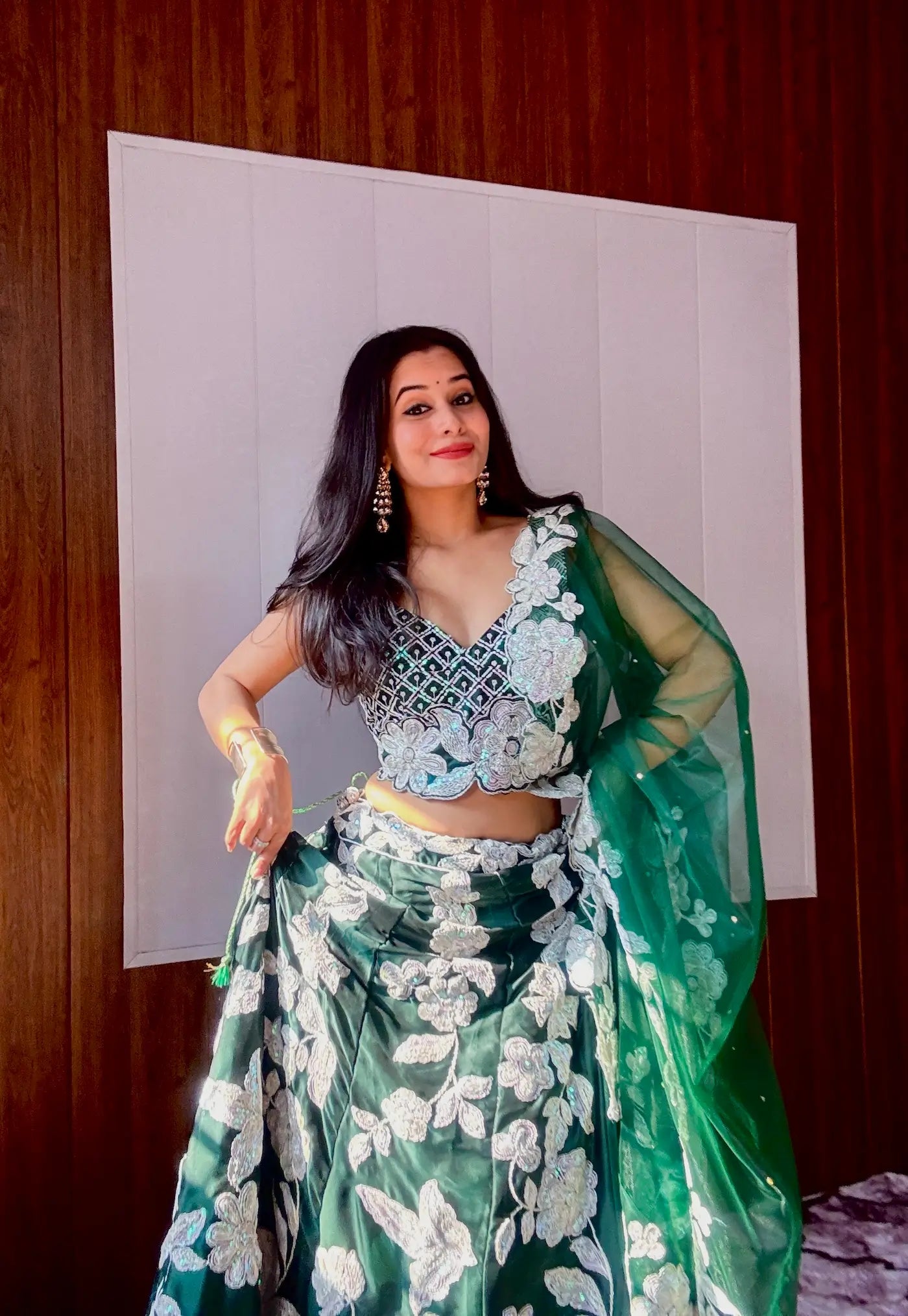 Green Kasturi Silk Lehenga Choli With Sequence & Dori Work