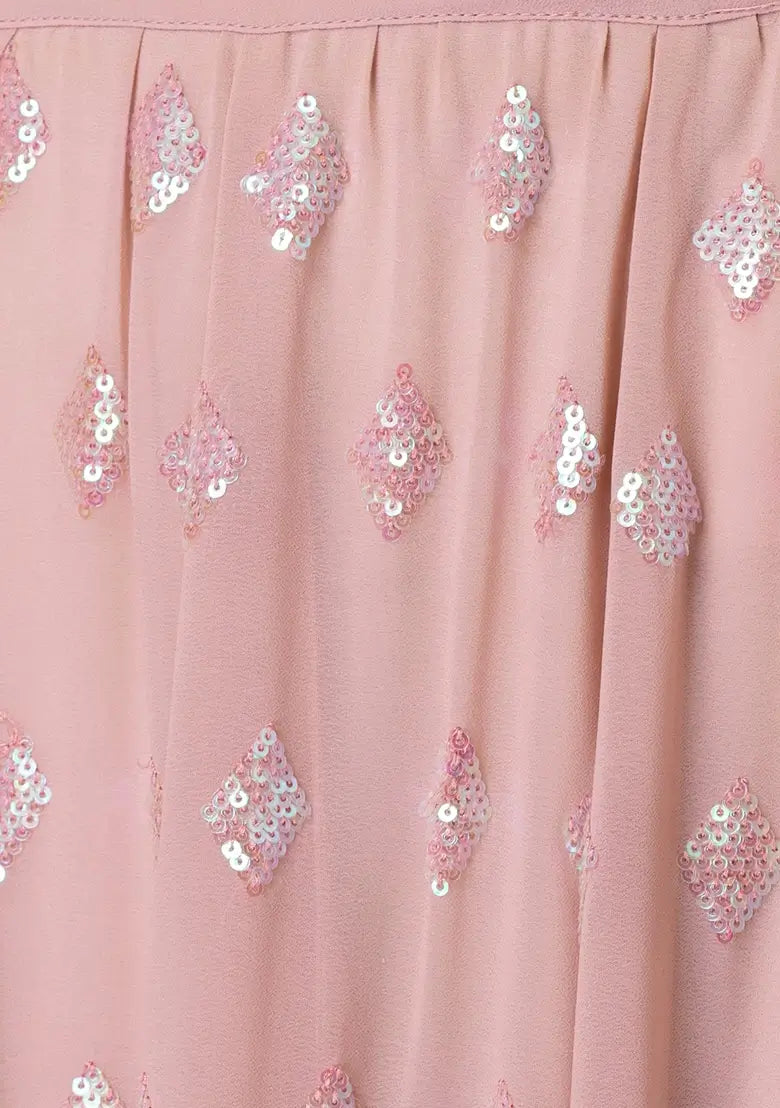 Mauve Pink Party Wear Lehenga With Sequins Work with Ruffle Dupatta