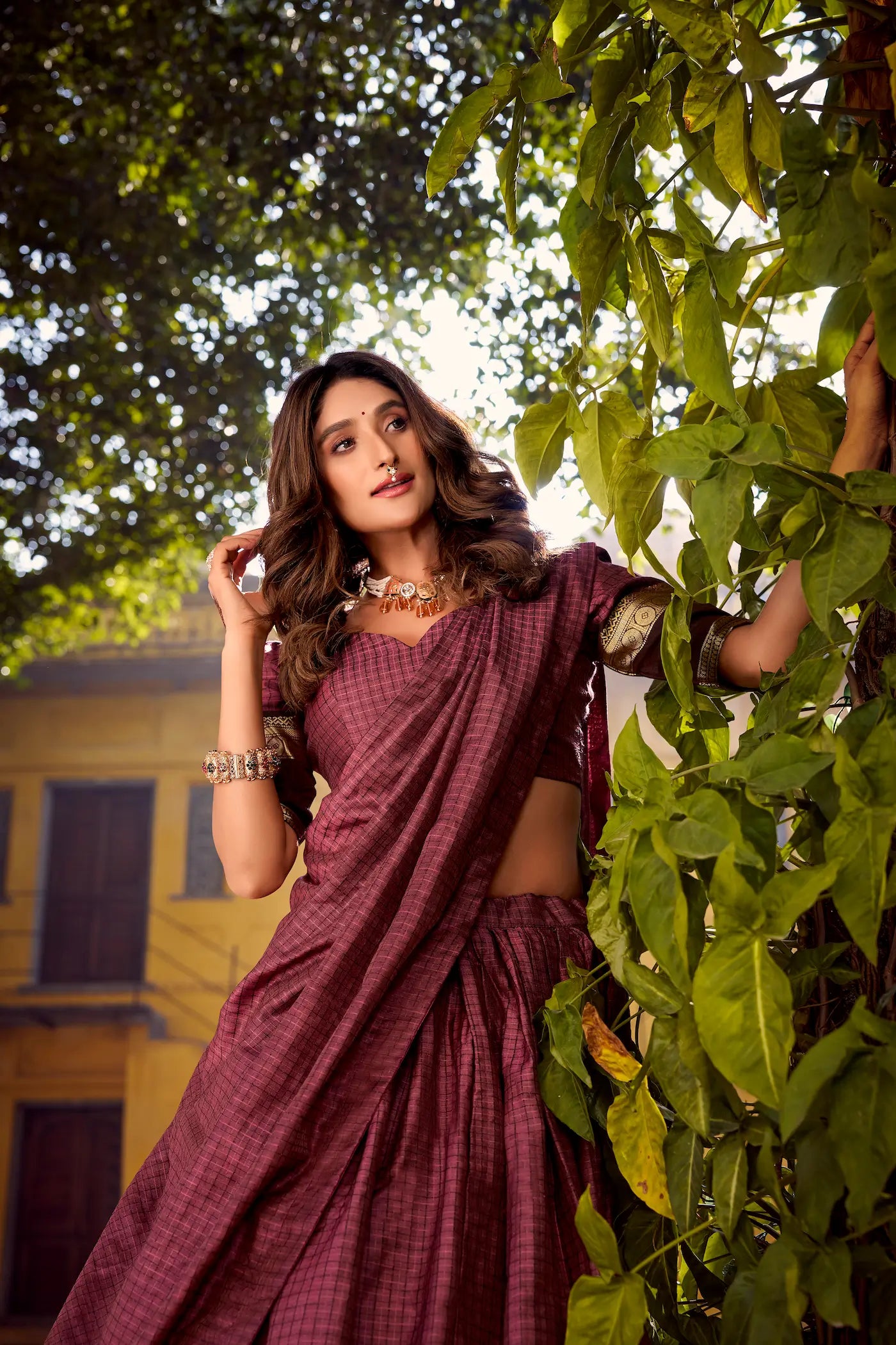 Mulberry Zari Weaving Cotton Lehenga choli