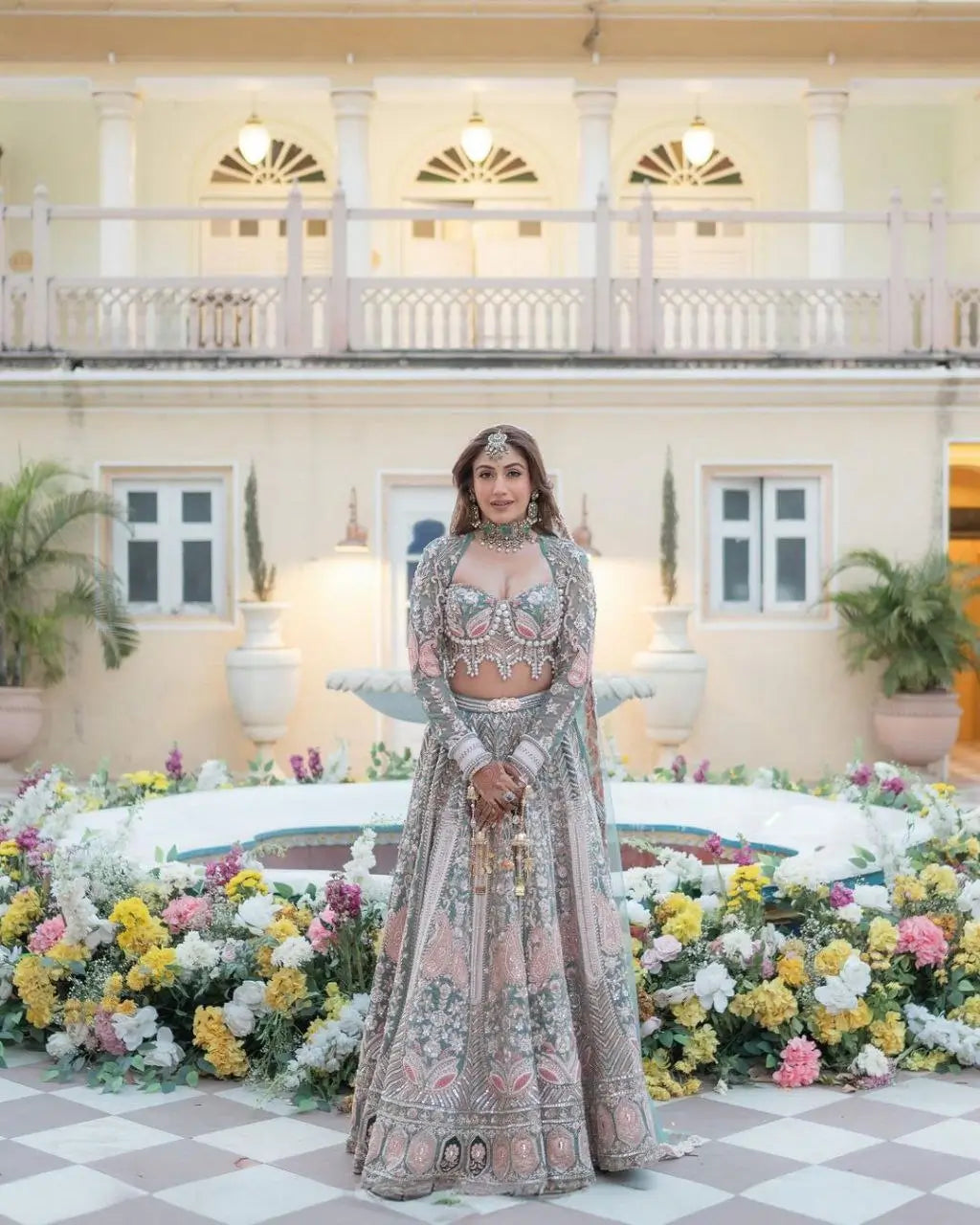 Sabyasachi Designer Kasturi Silk Lehenga Choli With Sequins Embroidery Work
