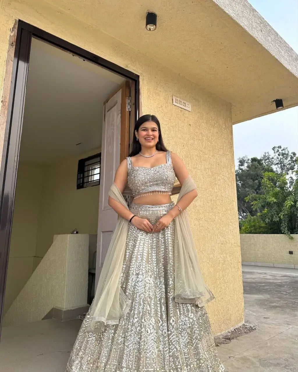Silver Silk Lehenga With Beautiful Embroidery Zari And Heavy Sequins Work