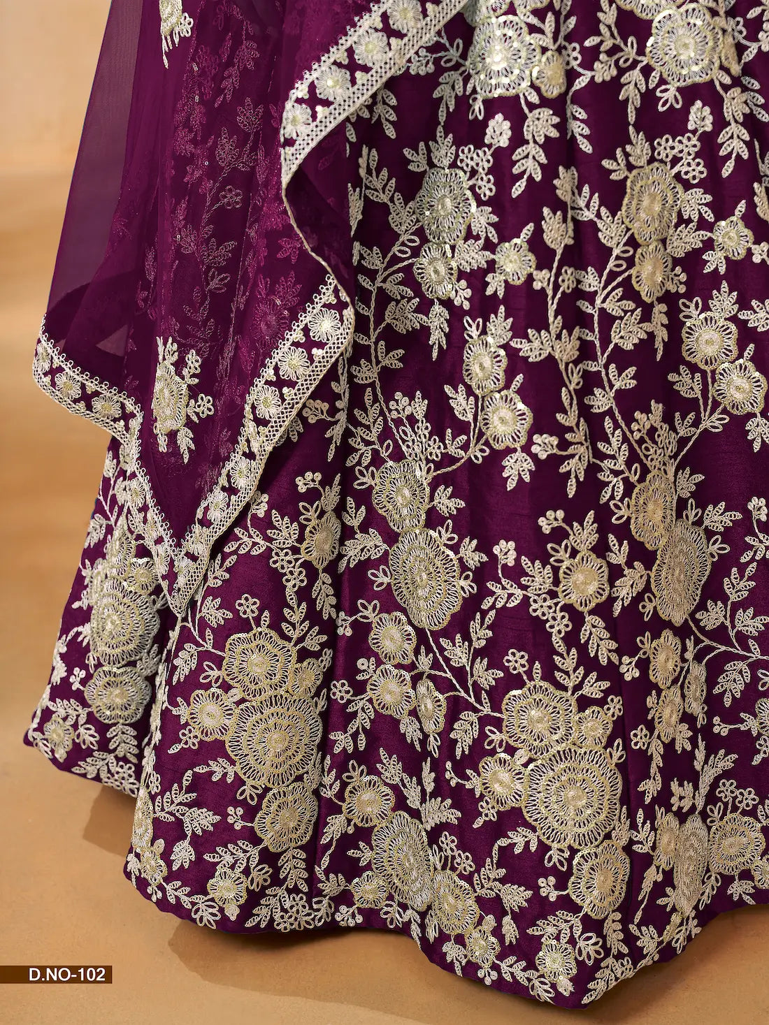 Wine Art Silk Lehenga Choli With Thread & Sequence Embroidery Work