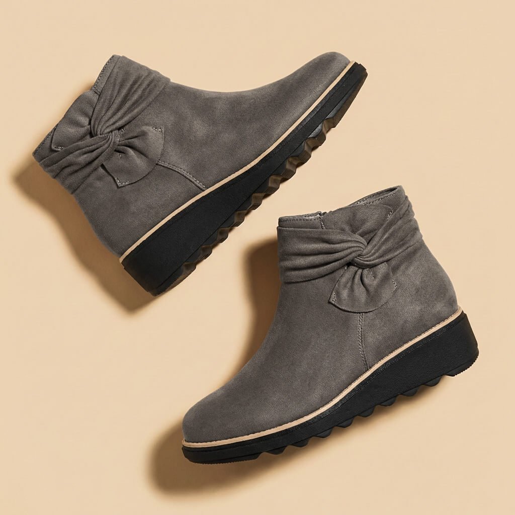 Penelope Suede Bow Boots  - By Qivii