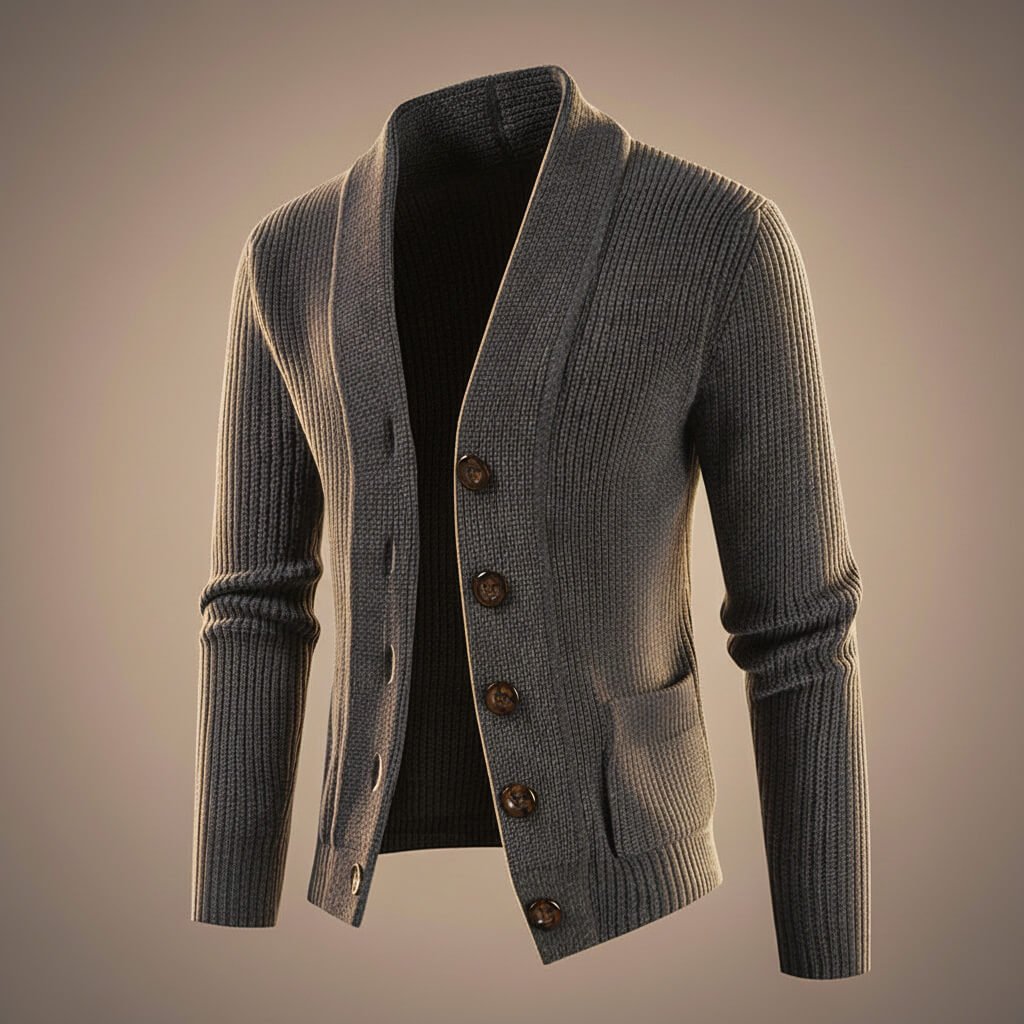 Andrew Virgin Wool Knit Cardigan  - By Qivii