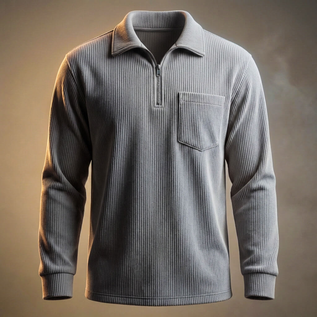 Adam Corduroy Long Sleeve Polo  - By Qivii