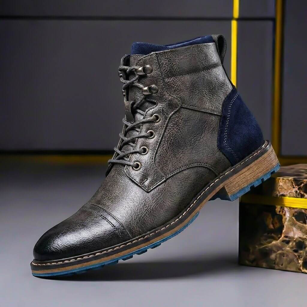 Jake Two-Tone Leather Boots  - By Qivii