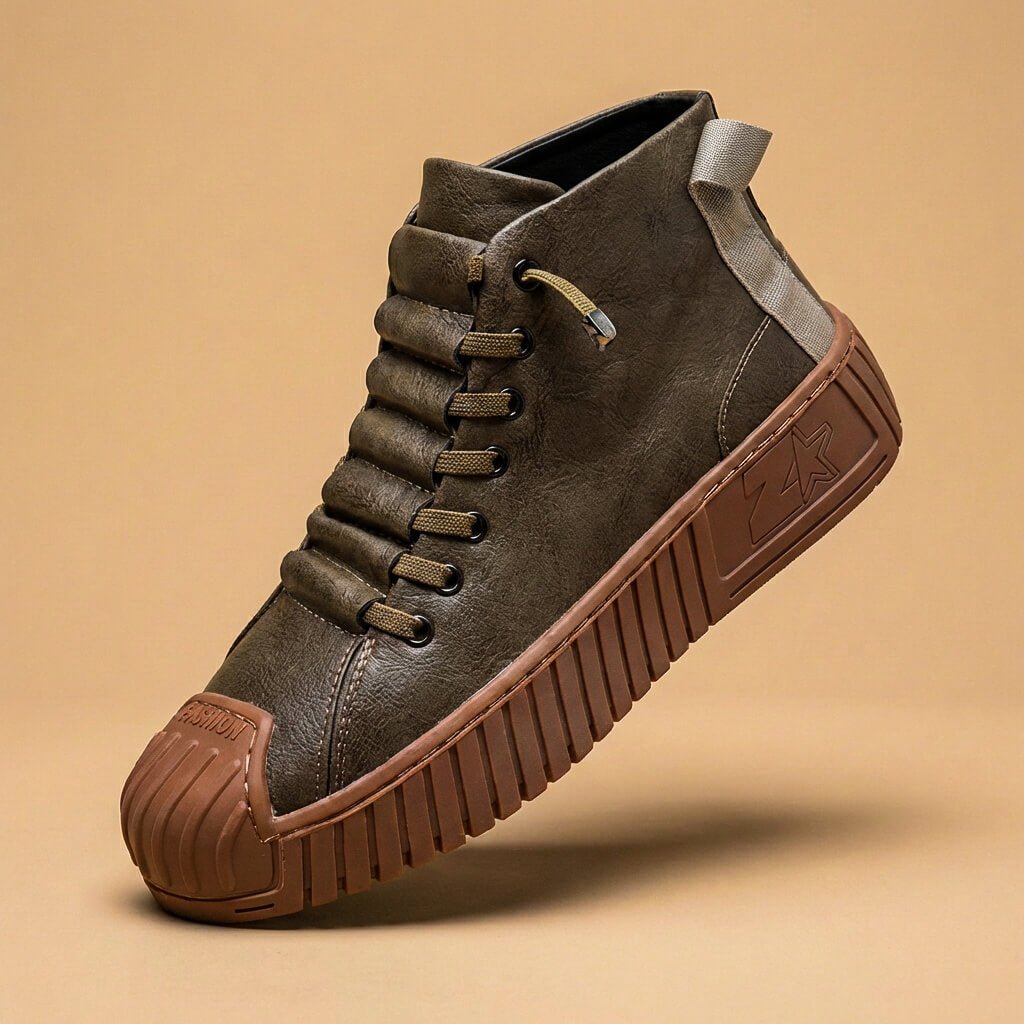 Lawrence High-Top Leather Sneakers  - By Qivii