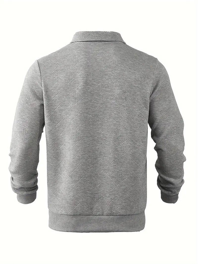 James™ - Vintage Geometrisch Ontwerp Sweater Met Rits  - By Qivii