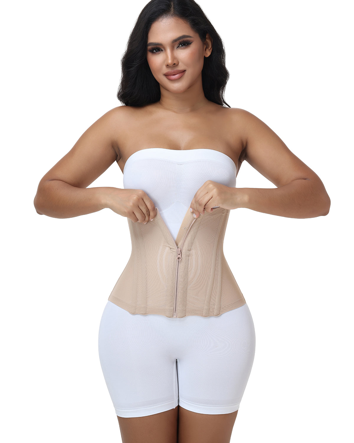 Hourglass Tummy Control Zipper Waist Trainer Faja Corset