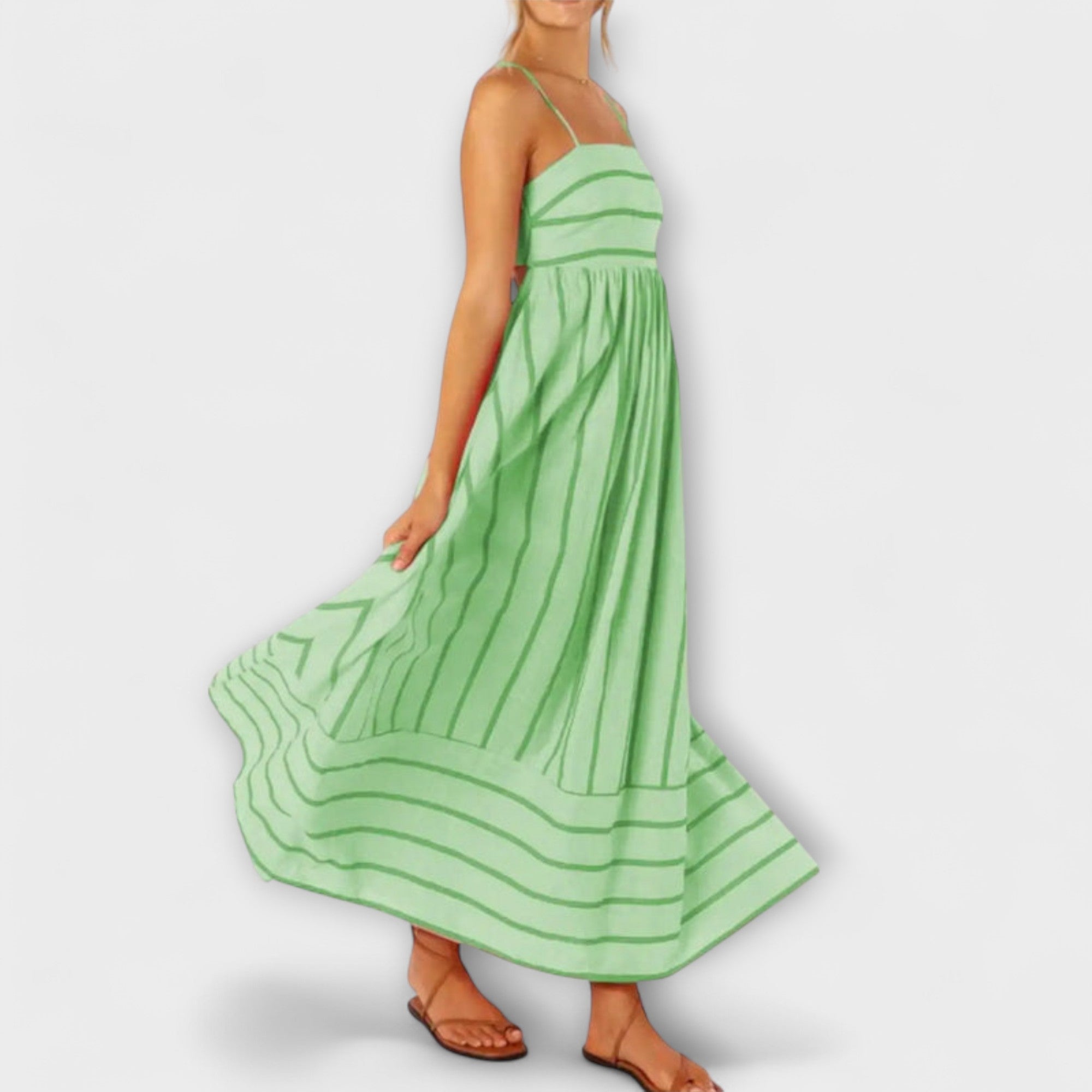 Rosa - Casual Gestreepte Jurk  - By Qivii
