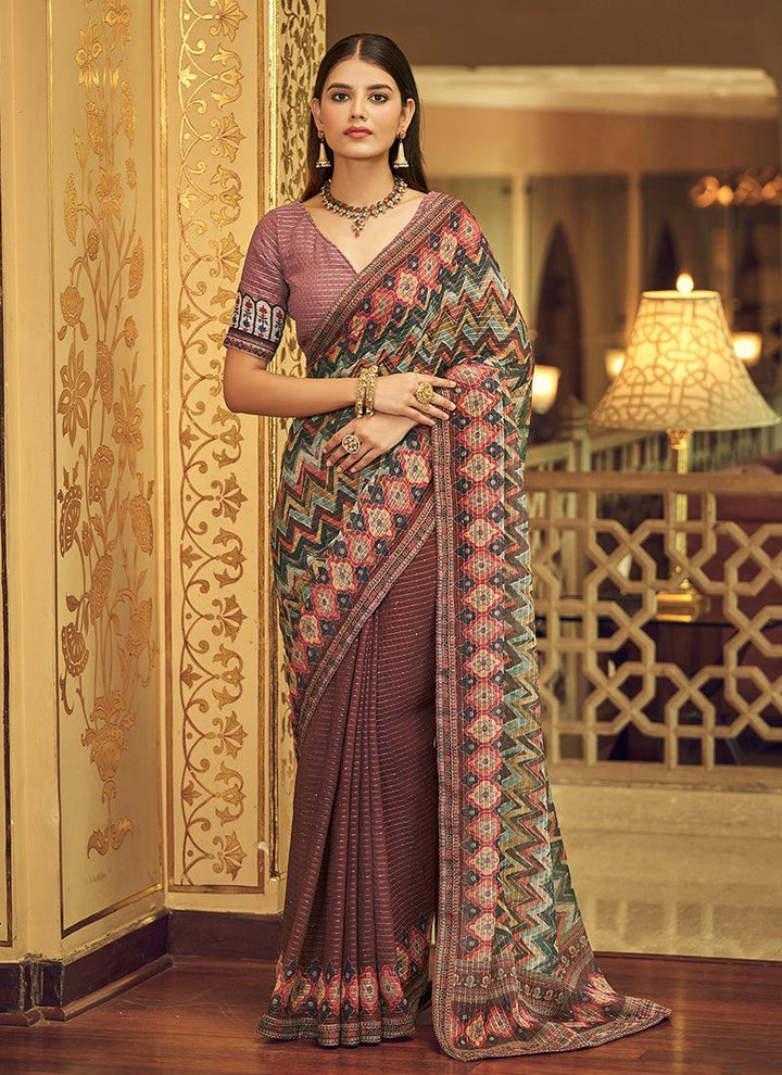 Half N Half Georgette Printed Saree  - By Kreeva