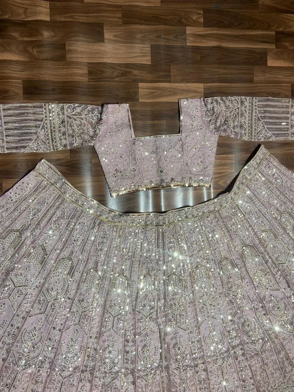 Rosy Brown Net Lehenga With Thread Embroidery Coding And Heavy Sequins Work