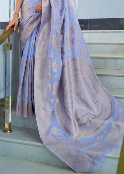 Heather Purple Zari Woven Designer Silk Saree - qivii