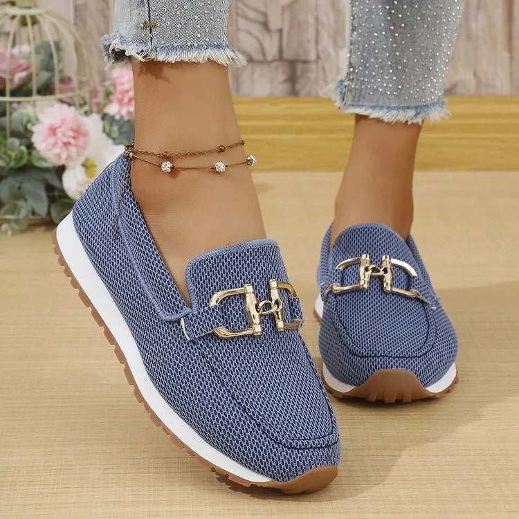 Blue Henrietta women's orthopedic loafers by Qivii, stylish and comfortable footwear for women with supportive design.