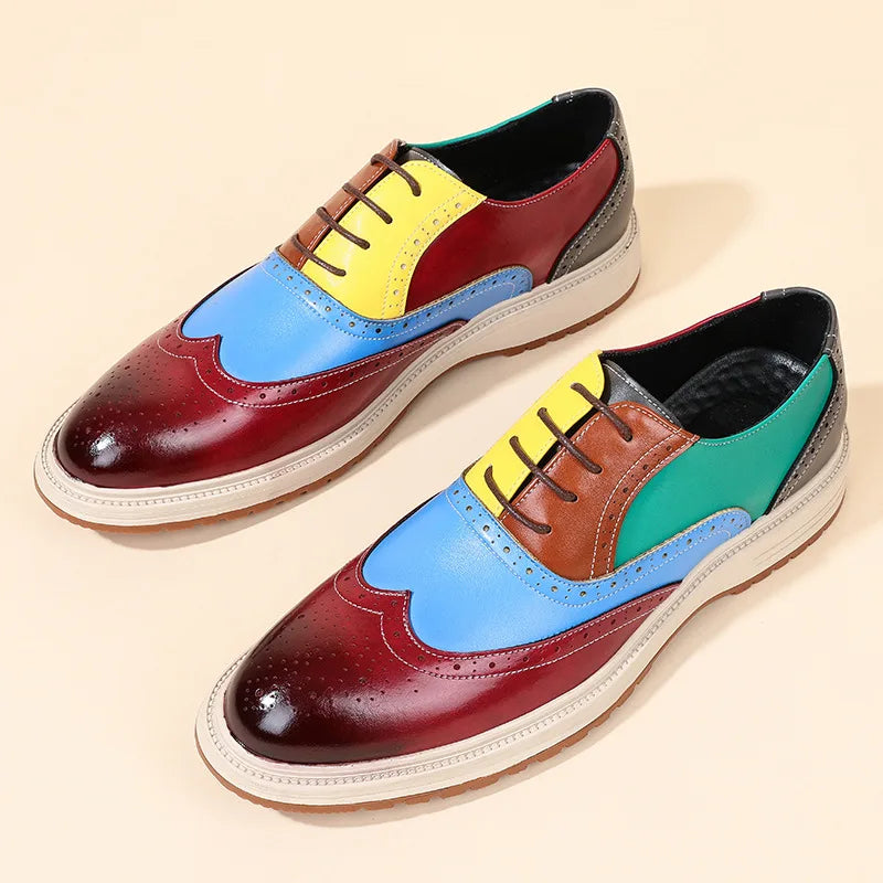 Herreford men's brogue derbies shoes by Hudson Ridge, stylish multi-colored leather footwear with classic brogue detailing.