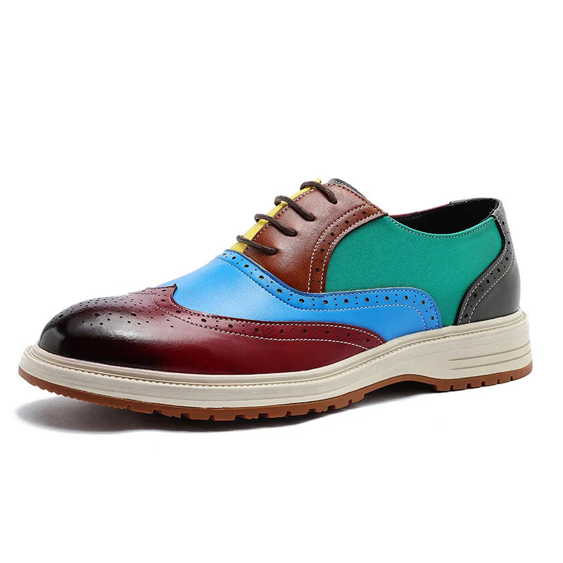 Multicolor men's Herreford brogue derby shoes by Hudson Ridge, stylish leather footwear for men with detailed brogue patterns.
