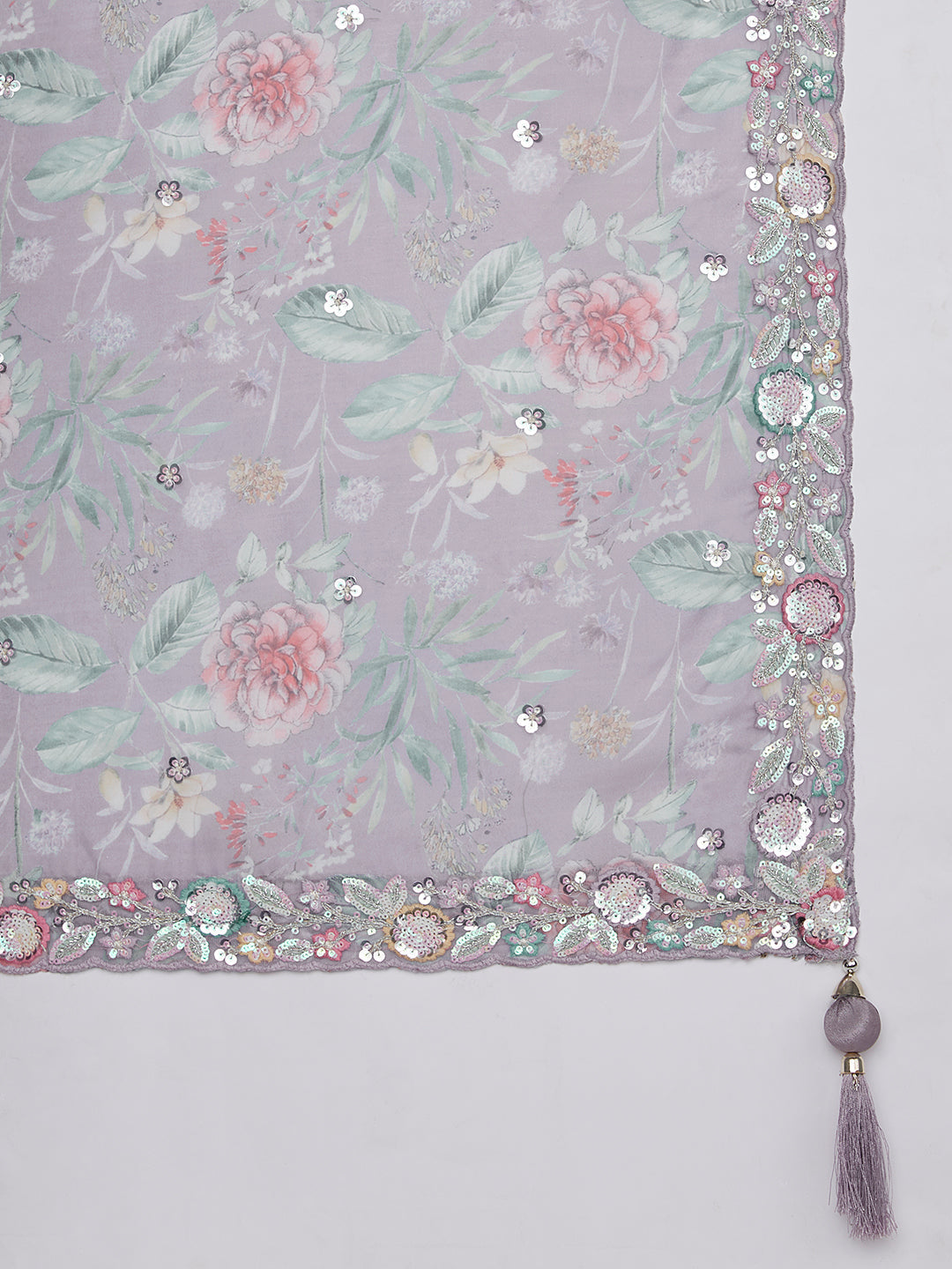 Lavender - Multi Color Chiffon Embroidered using Sequins,Thread & Coding Semi-Stitched Lehenga choli - qivii