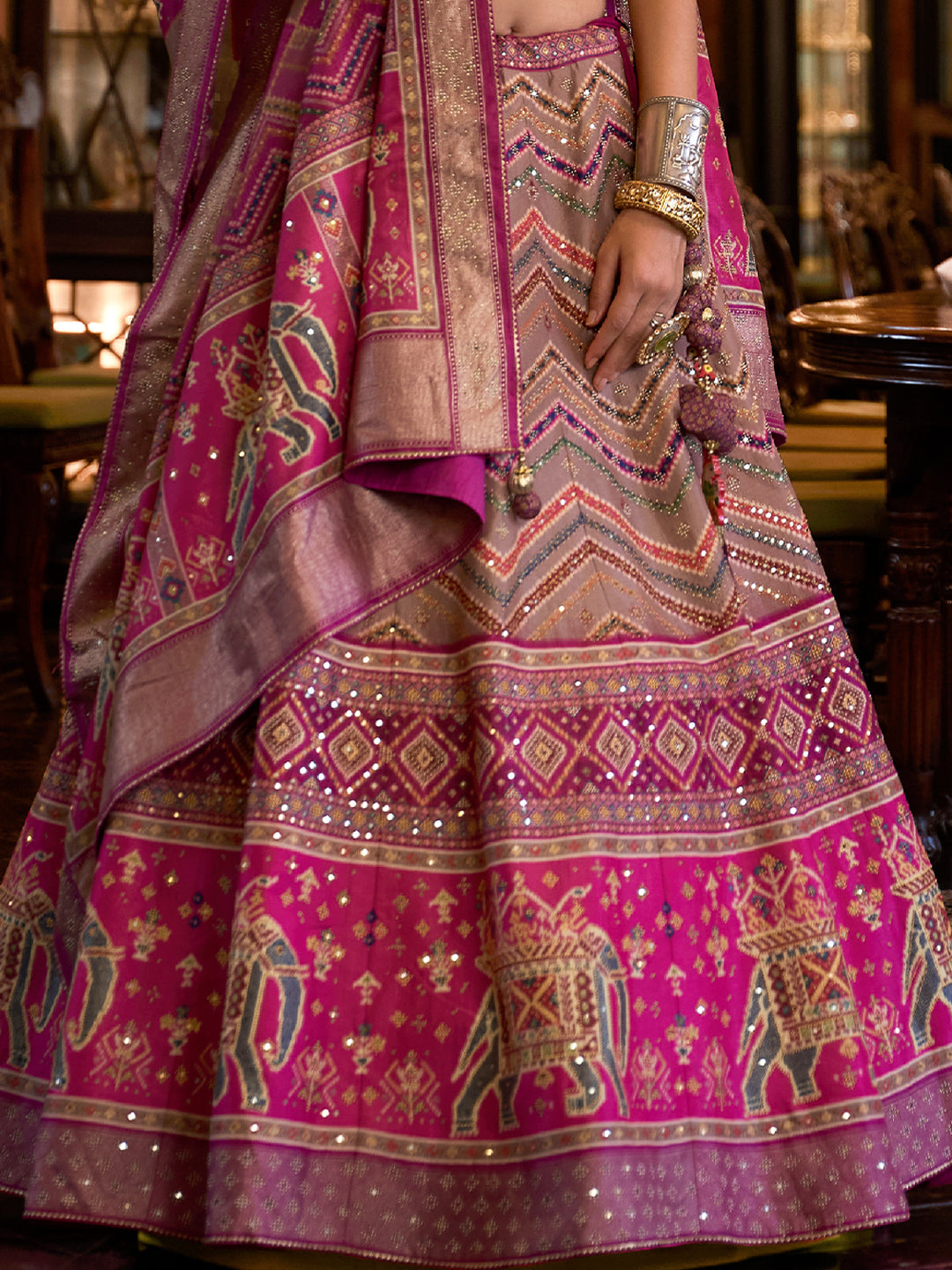 Purple Shade Designer Silk Ready to Wear Lehenga Choli With Sparkle & Mirror Work - qivii