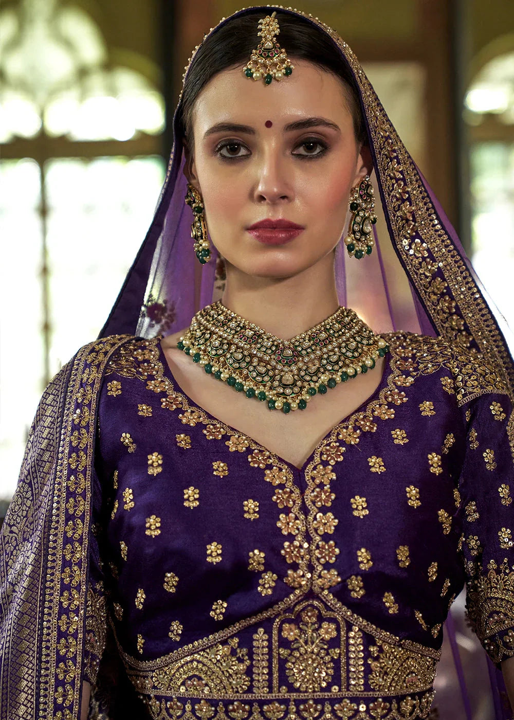Silk With Embroidery, Sequence, Thread, Pearl & Zari Weaving Work Bridal Semi Stitched Lehenga