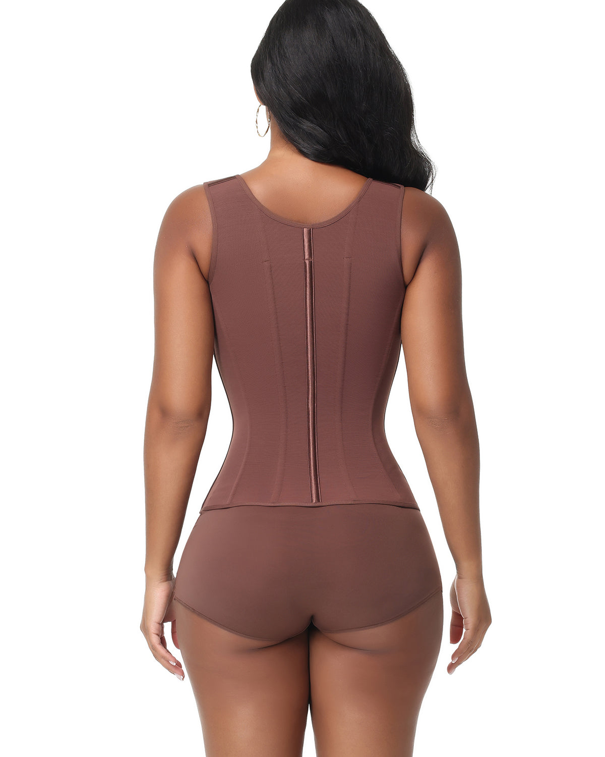 V Neck Underwire Cup Wide Adjustable Strap Zipper Waist Trainer Shaping Vest