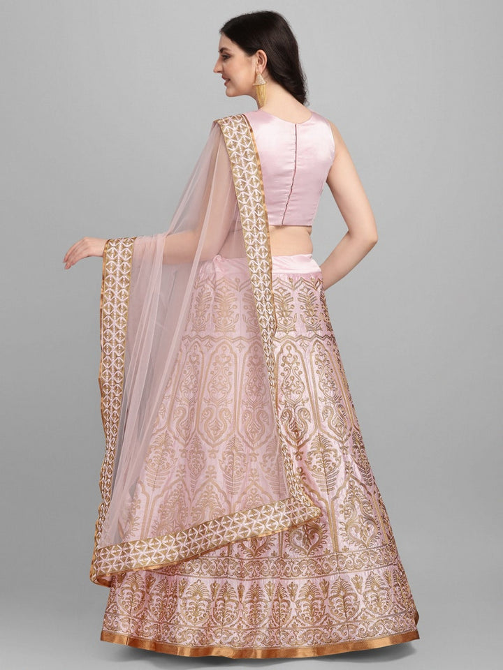 Baby Pink Cotton Candy Heavy Embroidery Chain work Lehenga Choli With Soft Net Dupatta Indian trendz mumbai style party wear  - INSPIRED