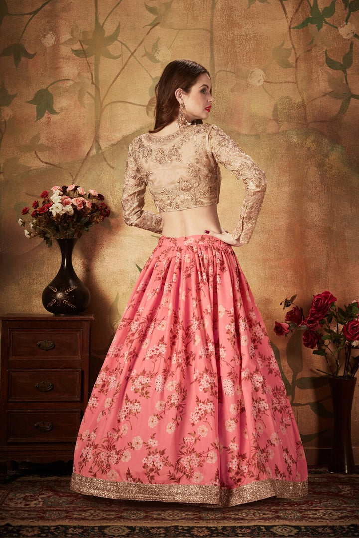 Pink lehenga Choli with Dori, Zari and Sequins Embroidery Work& nett dupatta,  bollywood new indian custom made women wear  - INSPIRED