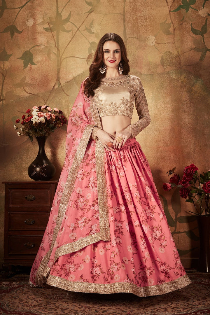 Pink lehenga Choli with Dori, Zari and Sequins Embroidery Work& nett dupatta,  bollywood new indian custom made women wear  - INSPIRED